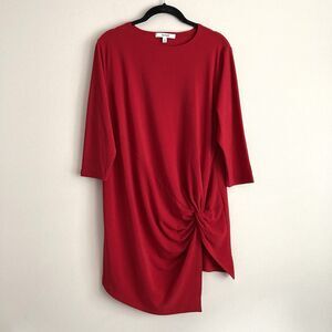 Sympli Womens Red Twist Top 3/4 Sleeve Tunic Size 10 Stretch Jersey Comfort